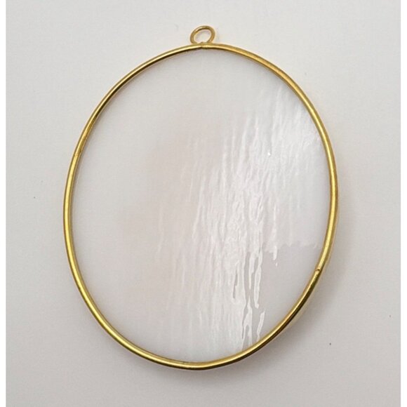 Vintage Christmas Tree Ornament Iridescent Gold Tone Oval 3D - Picture 2 of 6